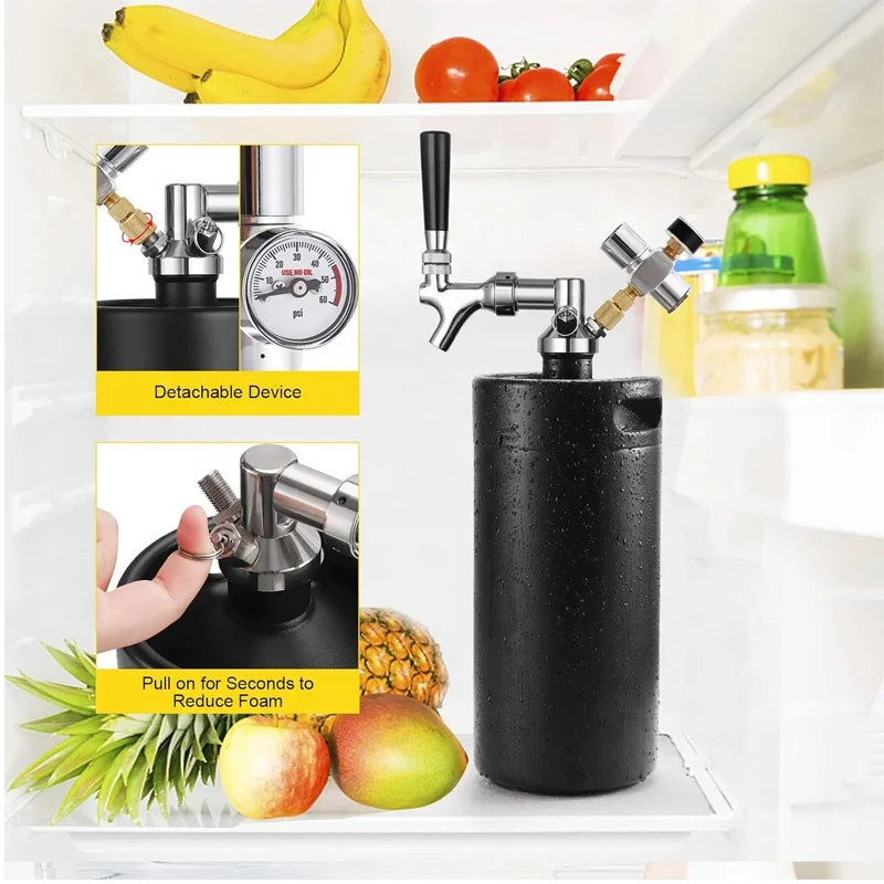 Mini Keg 5L Matte Black Beer Keg Growler Stainless Steel Brewing Craft Beer Barrel Brewery Bar Accessories