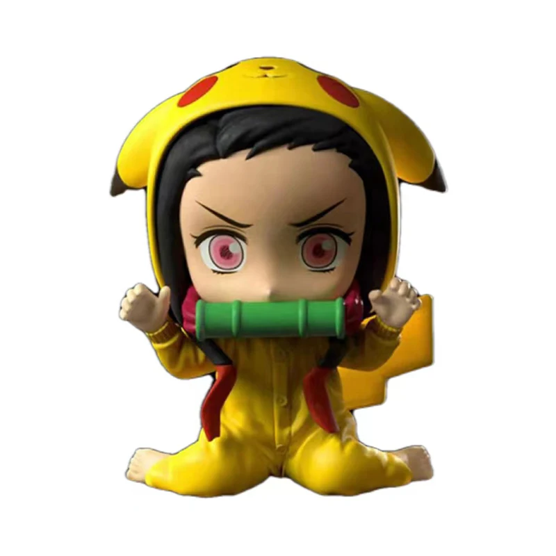 Demon Slayer Action Figure Kamado Nezuko Pikachu Costume Q Version Model Anime Peripheral Desktop Ornament