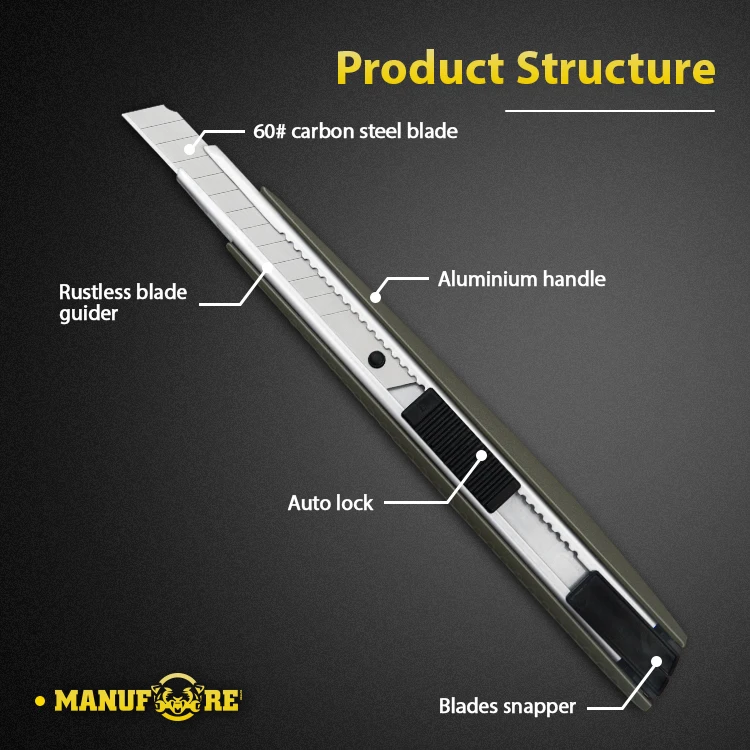 snap-off utility knife push button knife 9 mm carton opener