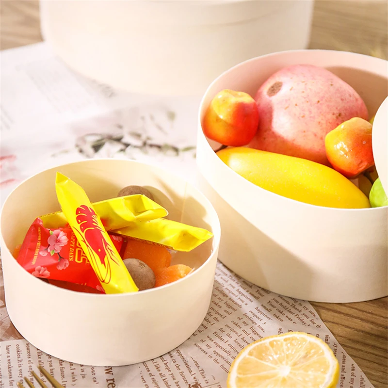 Biodegradable Wooden Round Takeaway Packaging Food Containers Cake Veneer Cheese Grazing Charcuterie Boards Christmas Gift Box