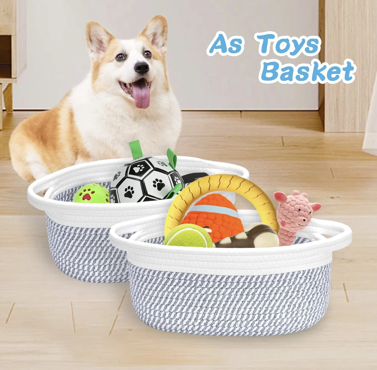 Custom  Rope Cotton Baby Gift Basket Personalized Toy Basket Diaper Organizer Pet toy storage basket