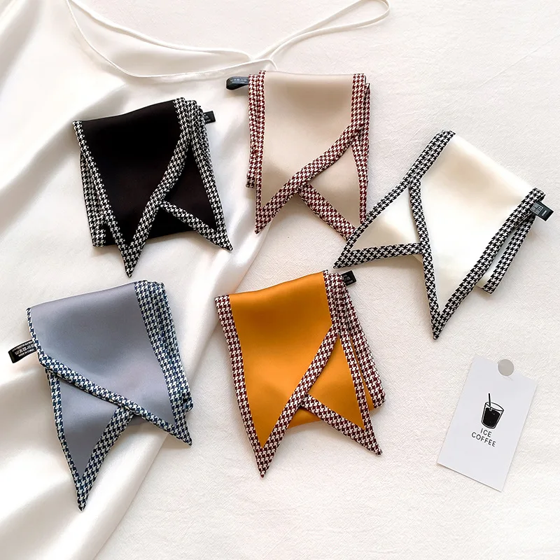 Женский атласный шейный шарф с принтом на заказ, узкие шарфы, аксессуары для волос, Оптовая продажа, шелковый шарф с завязанной ручкой