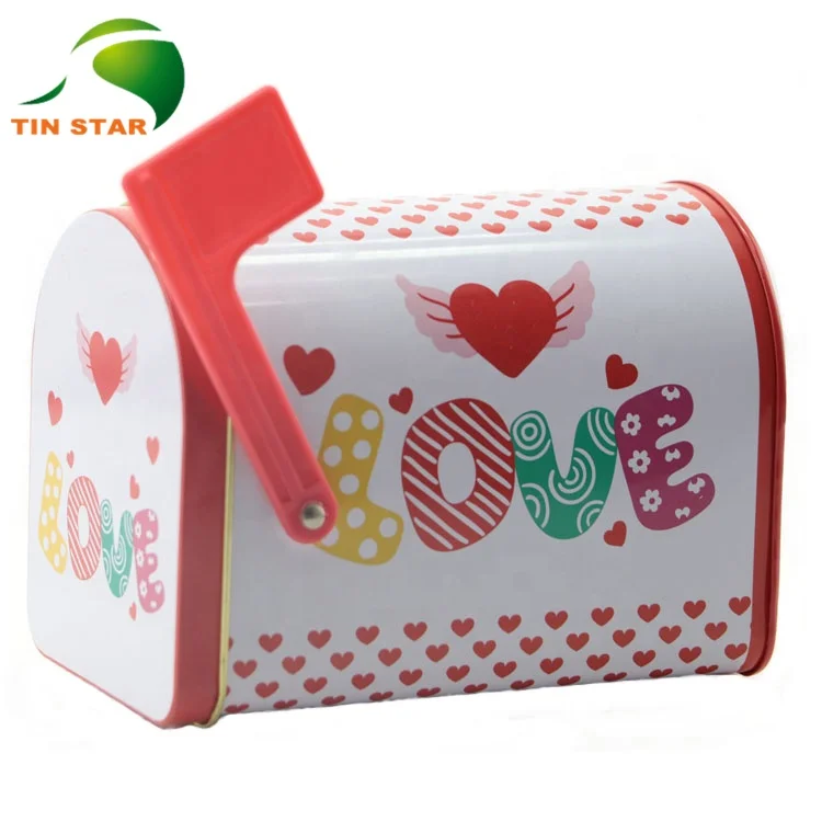 Christmas Holiday Metal Packaging Mailbox Shape Candy Gift Tin Box With Lid