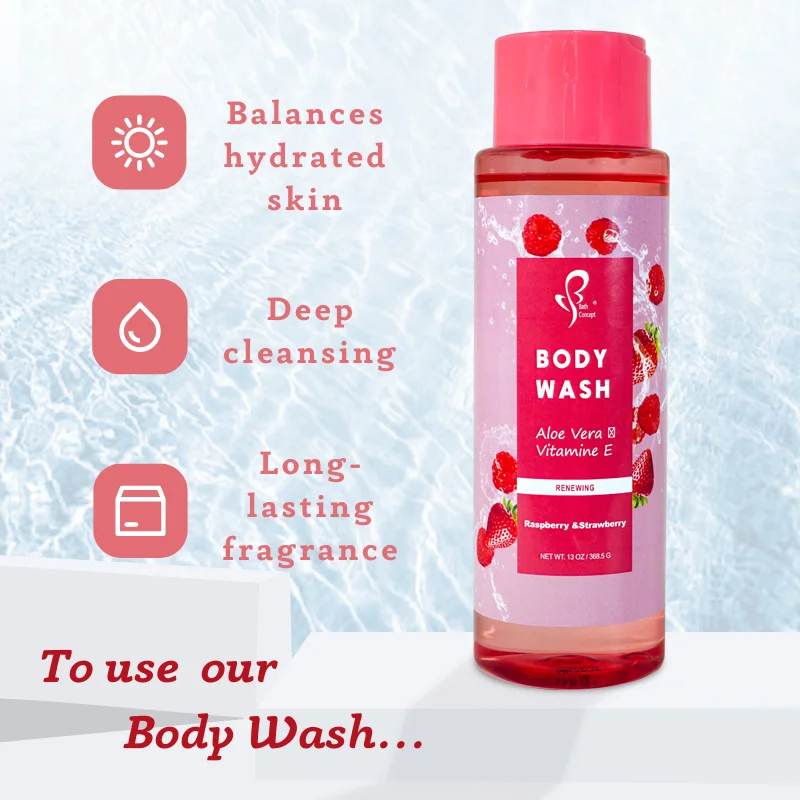 18+ Years GMPC Factory strawberry lightening custom logo oem body wash gel de douche gommant best shower gel manufacturer