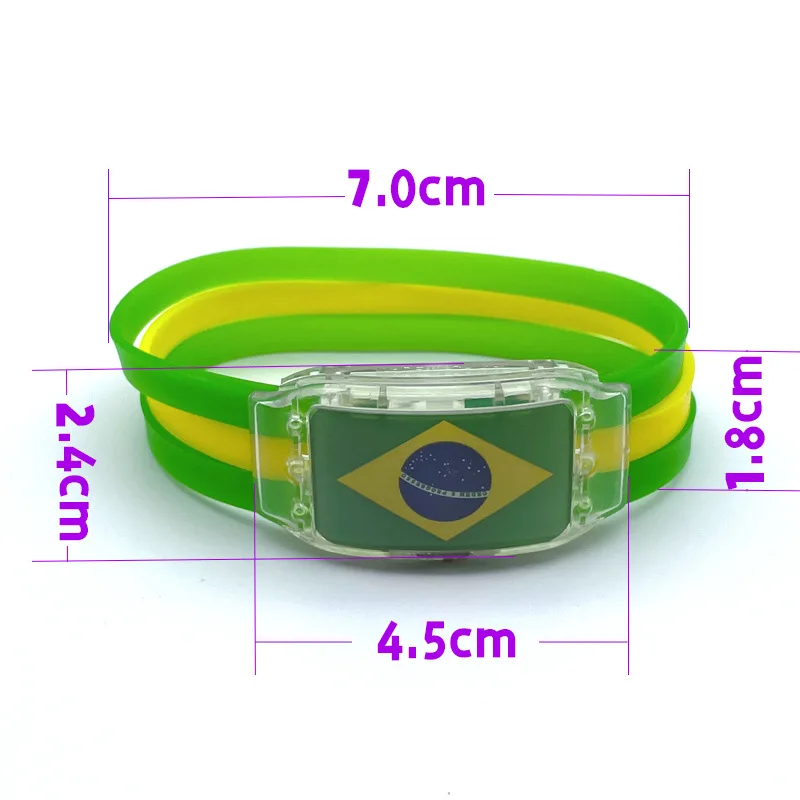 World Cup 2022 Custom Different Countries Flag Silicone Led Bracelet Qatar Brazil Germany Spain Argentina Wristband