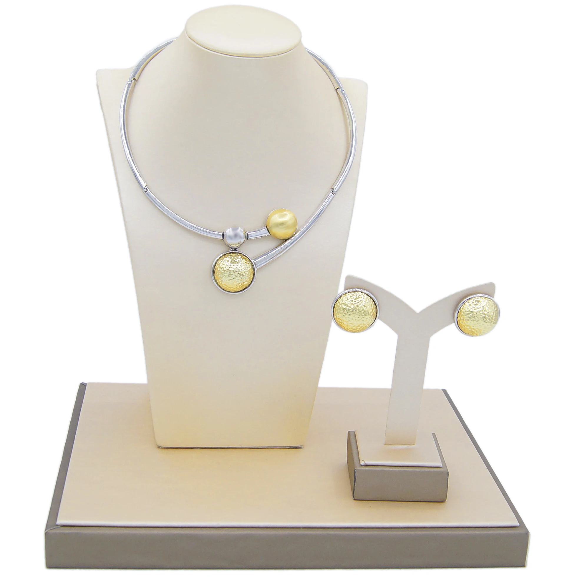  Yulaili New White Gold Plated Collection Beautiful Jewelry Set Yellow Round Pendant Necklace Earring Women Elegant