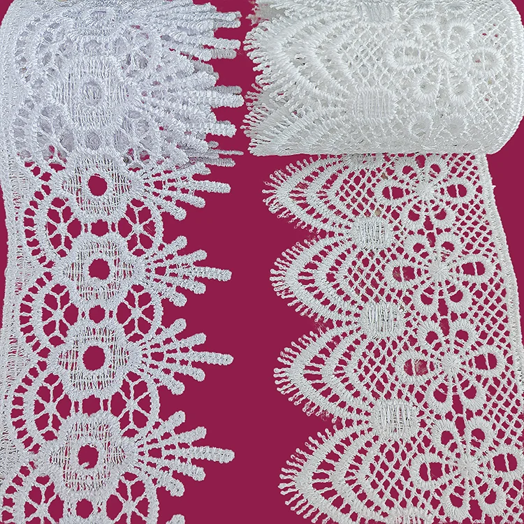 Factory direct sale floral embroidery lace fabric white tulle african wedding dress lace fabric sewing material