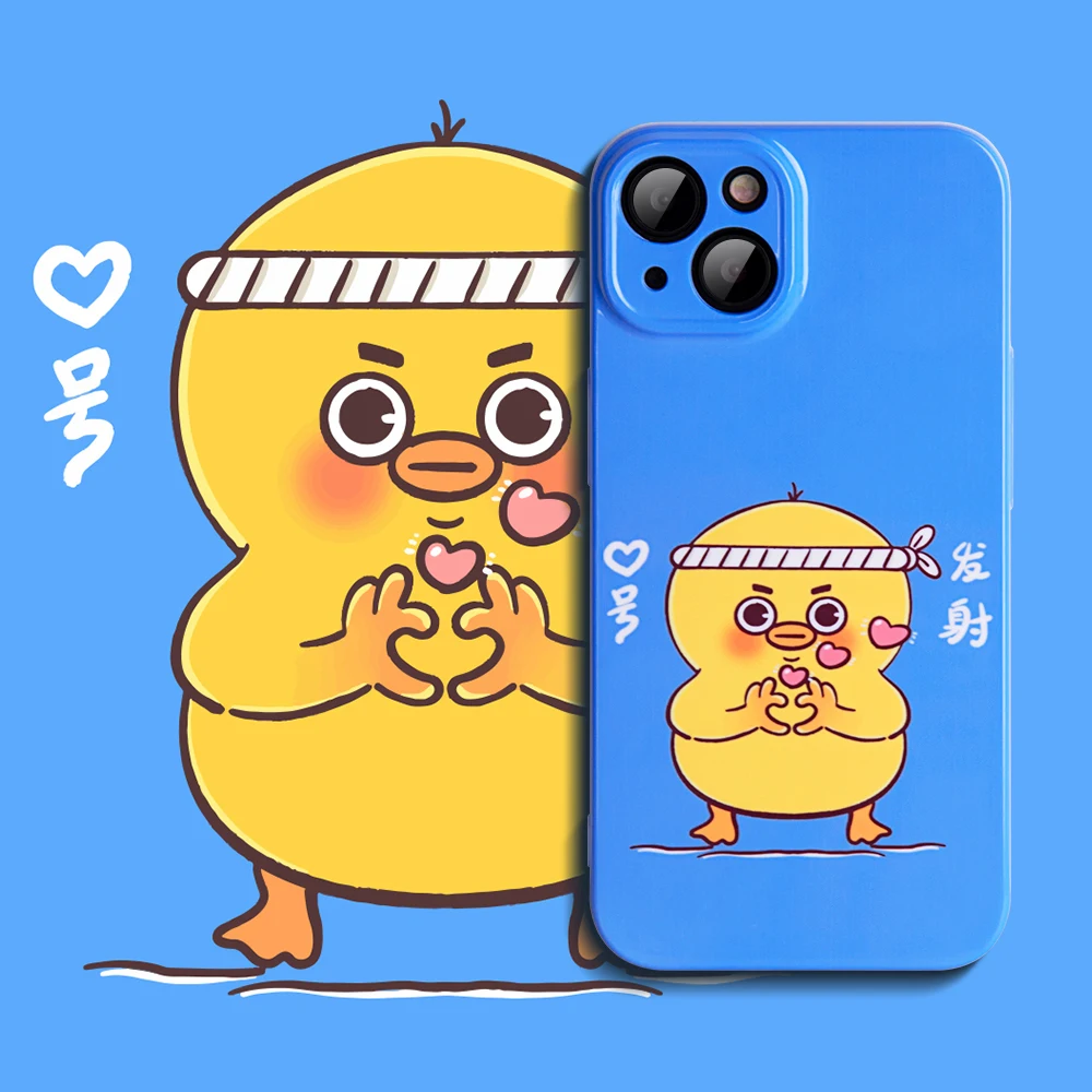 Cartoon Dinosaur Duck Glossy Full Cover Case For iPhone 14 13 12 Pro Max Fashion Design New Trend Case