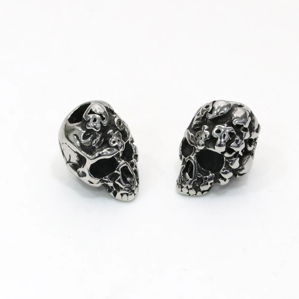 Stainless Steel  Skull Head Paracord Survival Bracelet Spacer Beads For DIY Jewelry
