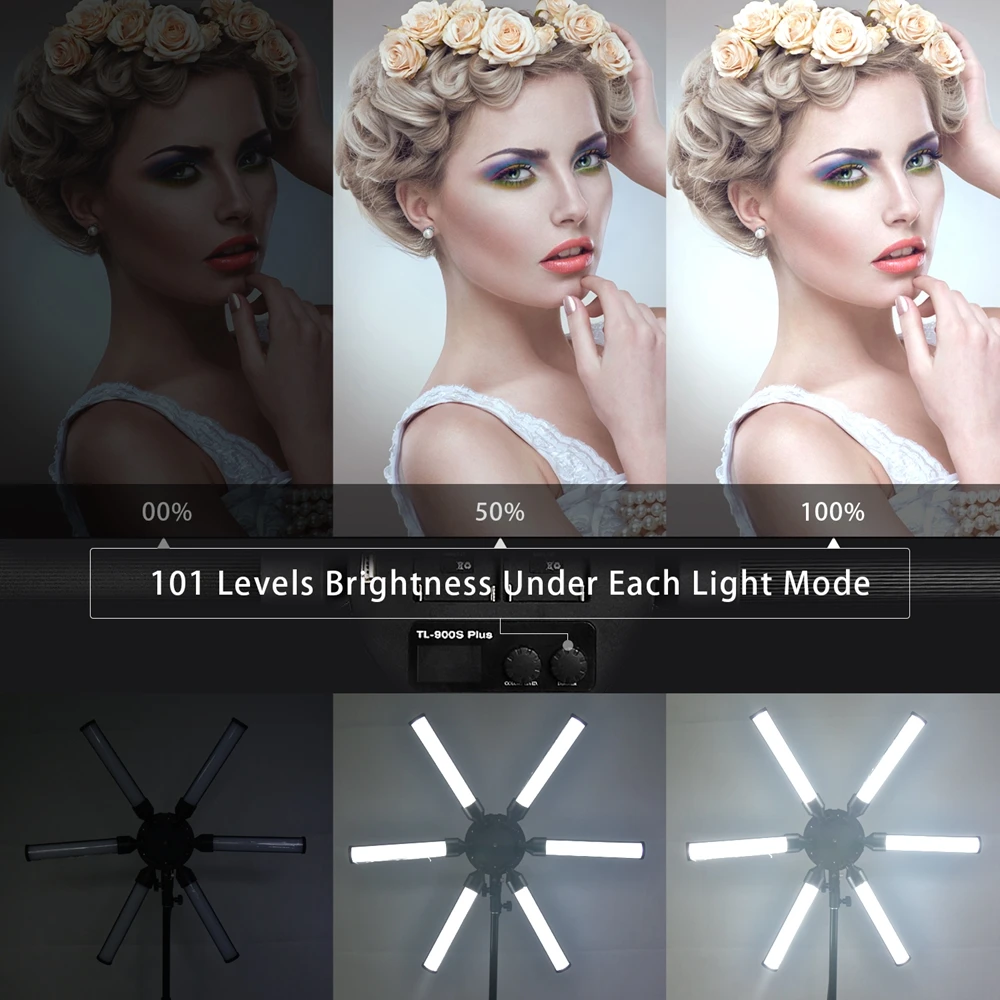 FOSOTO FT-06 MINI Multimedia Extreme Star Light Lamp 3200-5600K 6 tubes Led Ring Light with Tripod For Camera Phone makeup