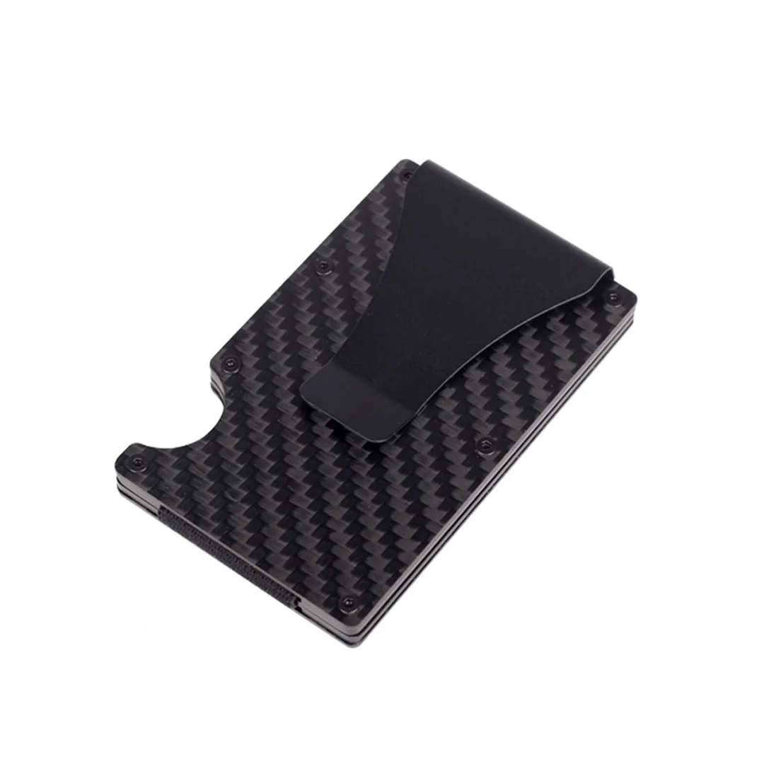 
Rfid Blocking Screw Smooth Surface Carbon Fiber Small ID Card Holder Wallet 