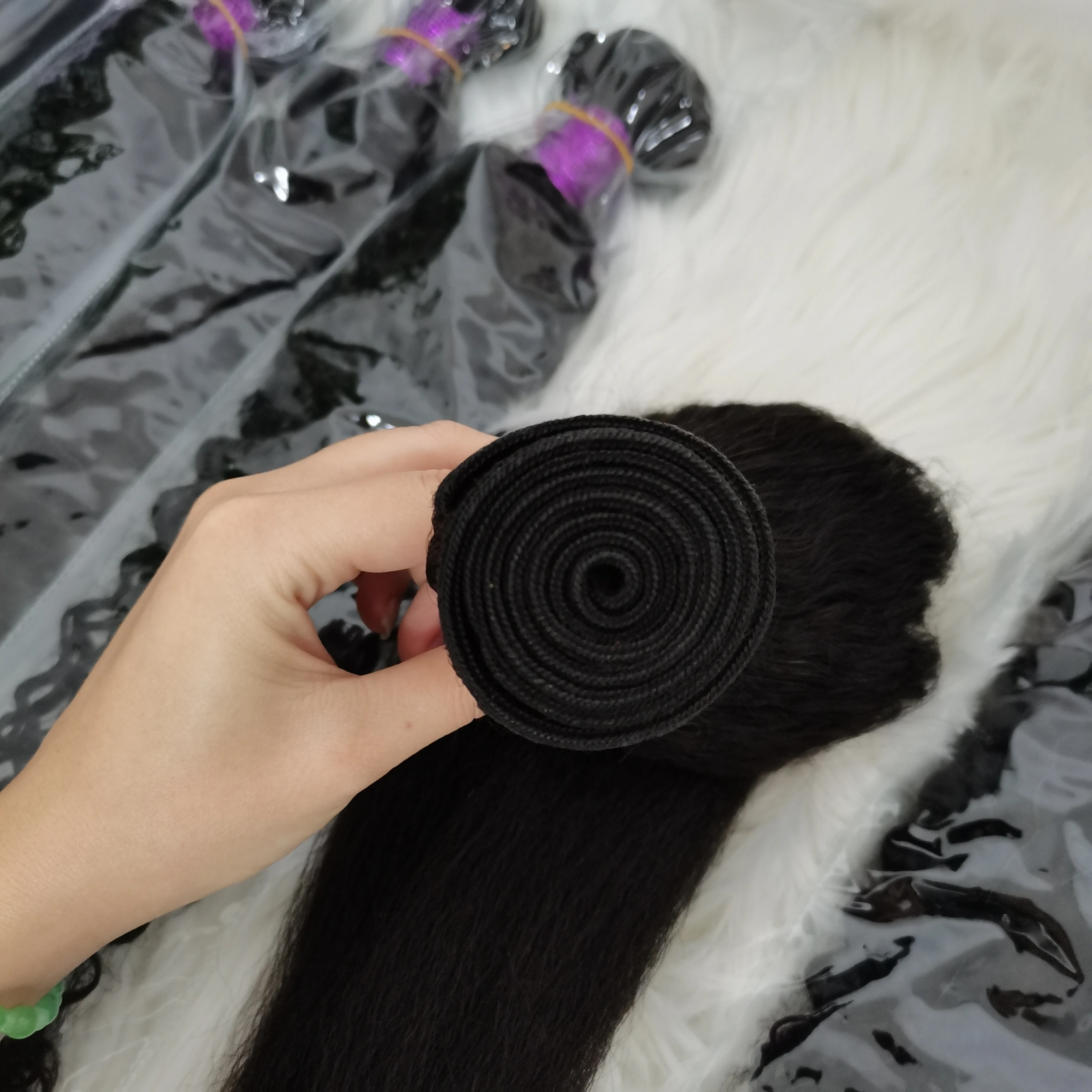 Amara kinky straight bundles raw vietnamese cuticle aligned hair kinky straight frontal stock