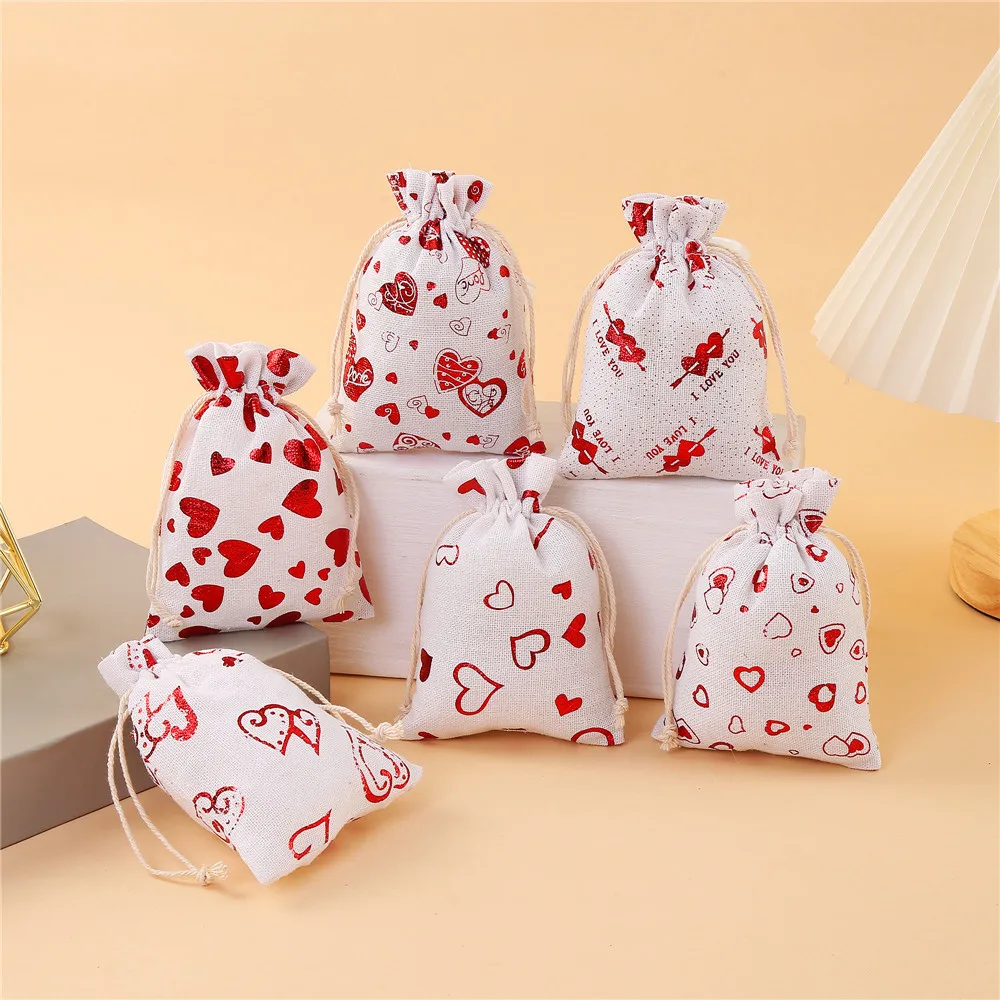 10*14cm Reusable Christmas bag Decoration Supplies Gift Candy Shopping Linen Jute Cotton Canvas Tote Bag