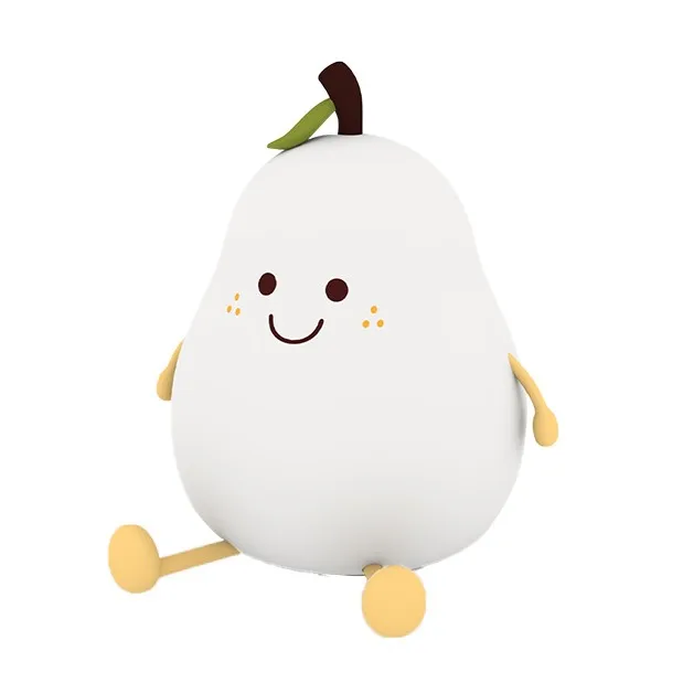 Pear Shape USB Rechargeable Dimmable Bedroom Light Bedside Decoration Silicone Lamp RGB Night Light for Children Gifts