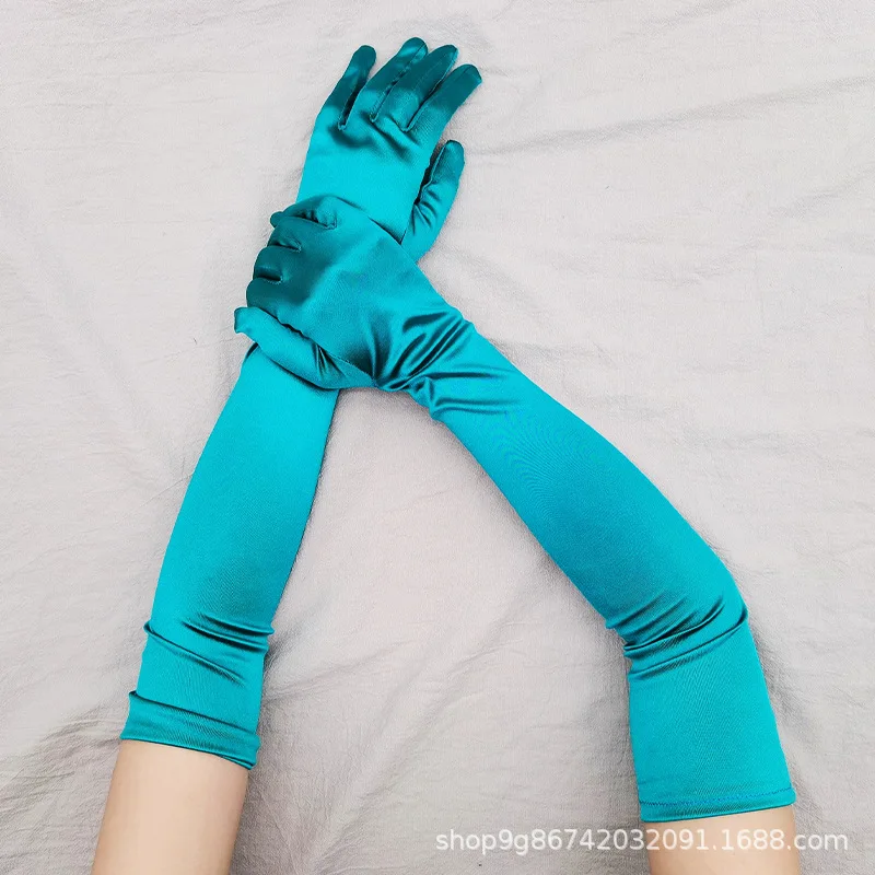 Stock Wholesale Fashion Party Wedding Long Elbow Bridal Satin Gloves For Women