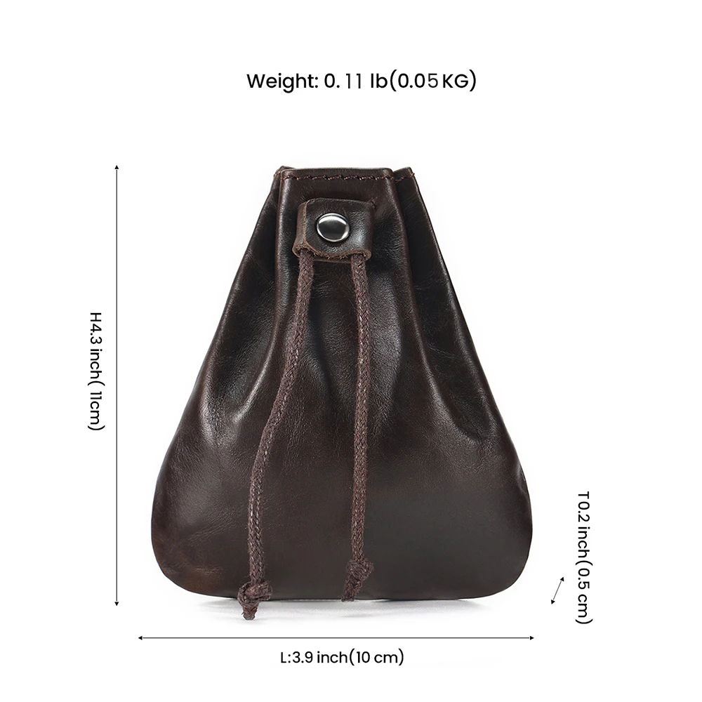 Factory Retro Genuine Leather Unisex Coin Purse Portable Money Pocket Drawstring Pouch For Coins,Keys