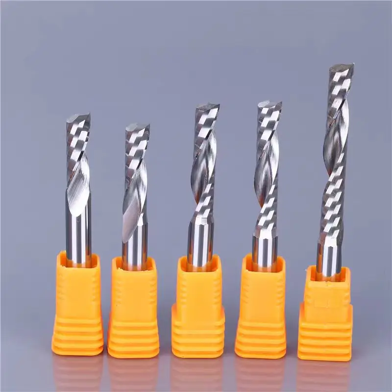 single flute Tungsten steel milling cutter cnc cutter up down single edge end mill compression spiral router bit for wood