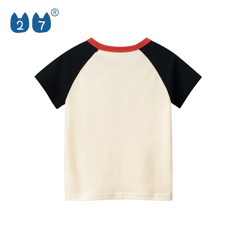 140 Grams Anti-Pilling Letter Apricot 100% Cotton Knitted Short Sleeve Boys T Shirts