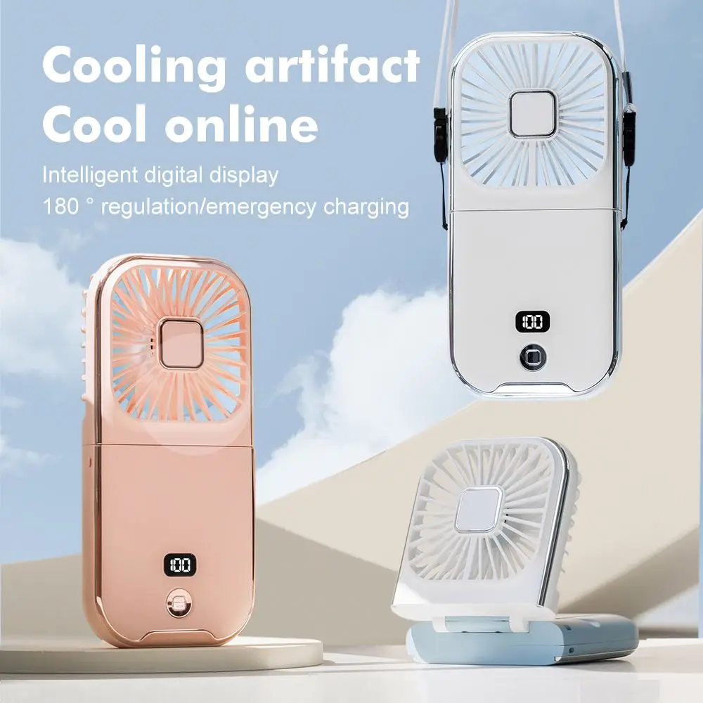 Portable Mini Handheld Fan Mini Fan With Battery Digital Display Electric  Usb Mini Wearable Fan