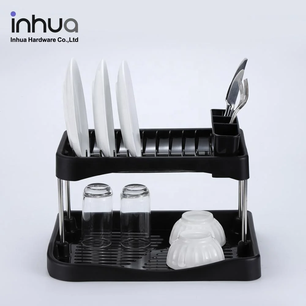 
Factory direct kitchen drainer rack 2 tier dish drying rack tableware plastic storage rack 