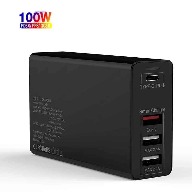Высокотехнологичное быстрое зарядное устройство GaN QC4.0 FPD 100 Вт Универсальный адаптер в 2020 для ноутбука быстрая зарядка Type C