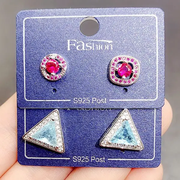 PUSHI Hot Sale luxury small stud earrings zircon color 925 silver needle zircon copper Mixed Batch Mixed Batch Studs