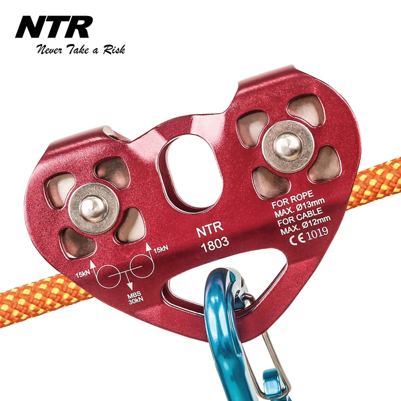 Aluminum speed double zip line Safety mountain hardware rigging cable parallel double climbing pulley