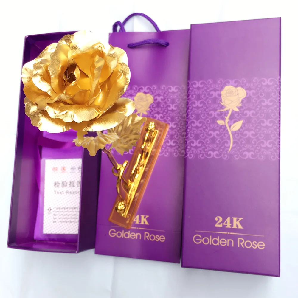 Factory supply Golden Rose With love stand Gift Box  for wedding girlfriend wife lover