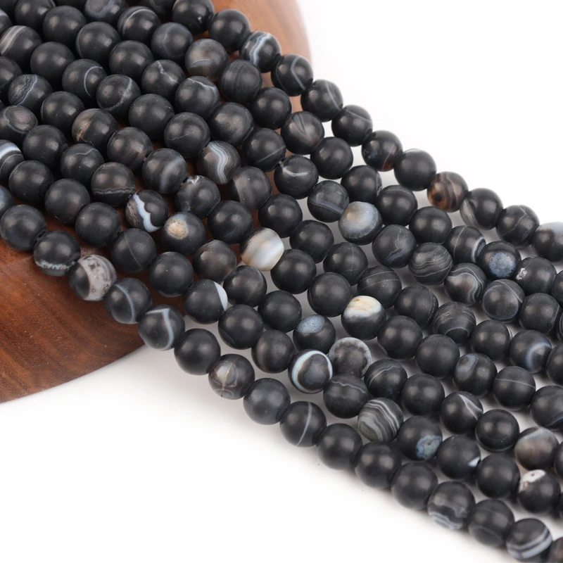 4-12 мм, бусы из натурального камня, свободные, для женщин, круглый носок, матовые черный Агат Камень Бисер для изготовления ювелирных изделий DIY браслет ожерелье ручной работы