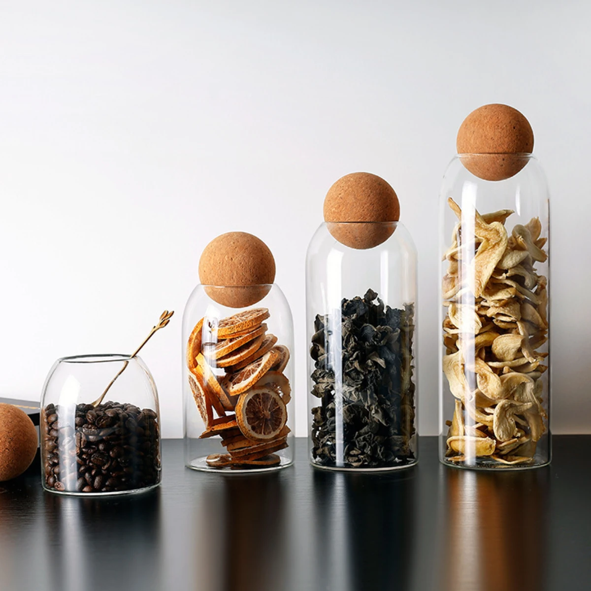 One Stop Shopping Various Sizes Premium Tea Spice Jar Kitchen Food Storage Containers Set Bottle Glass Jar With Cork Lids