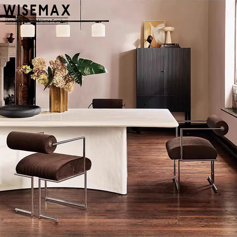 WISEMAX FURNITURE Italian Design Living Room Furniture Sofas Chair Leather with Metal Legs Dining Arm for Home