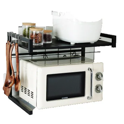 
Factory retractable adjustment kitchen storage rice cooker rack microwave oven shelf 