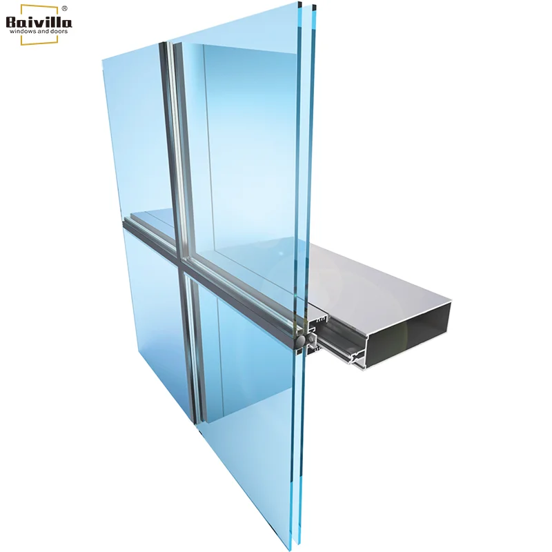 Baivilla Double Triple Cladding Exterior Facade Unitized Stick Frame Spider System Curtain Glass wall