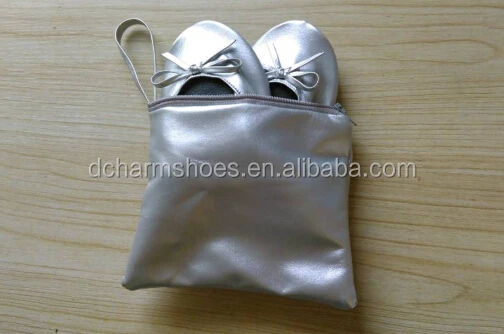 Event Party gift Champagne gold fold up ballerina flats cheap price ballet shoes for Invitation gift