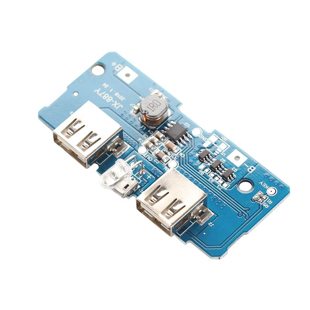 Dual Micro USB 3.7V to 5V 2A Mobile Power Bank DIY 18650 Lithium Battery Charger PCB Board Boost Step Up Module With Led