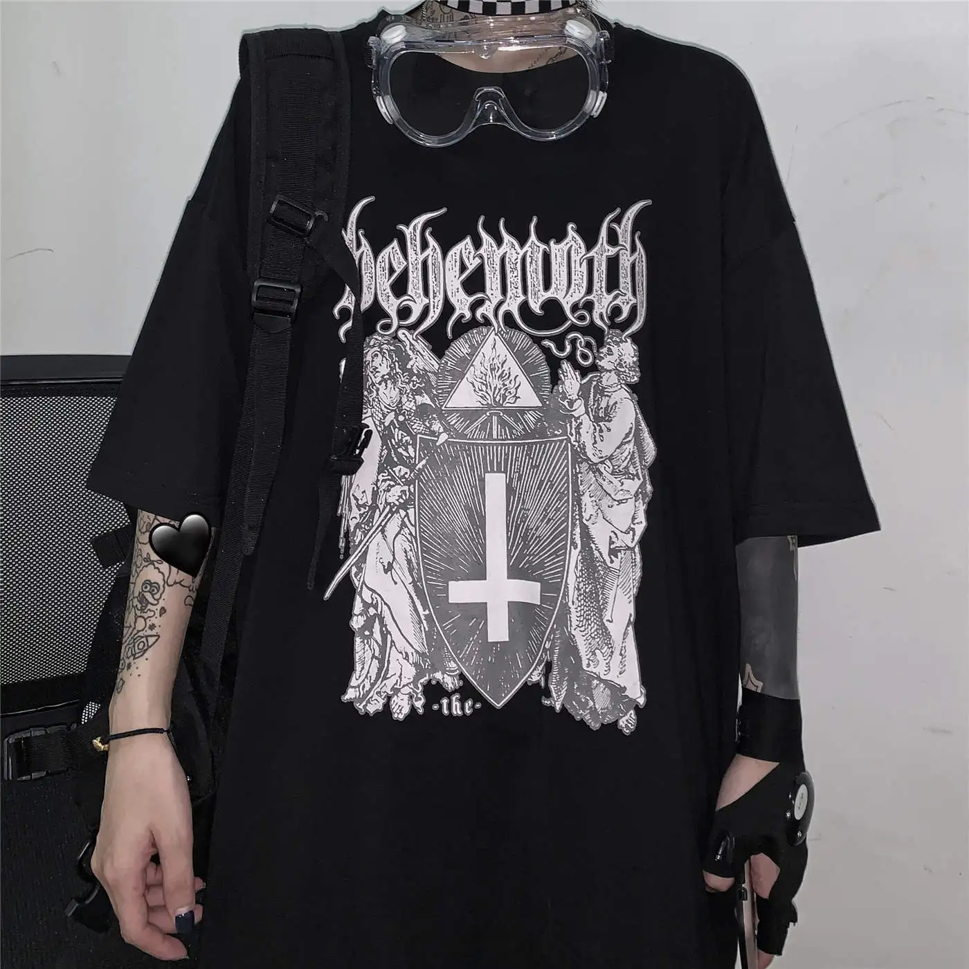 Gothic Punk Goth Harajuku Tshirt 2022 Emo Style Mall Goth Tops Summer T Shirts Streetwear Black Tops Grunge Clothes Summer