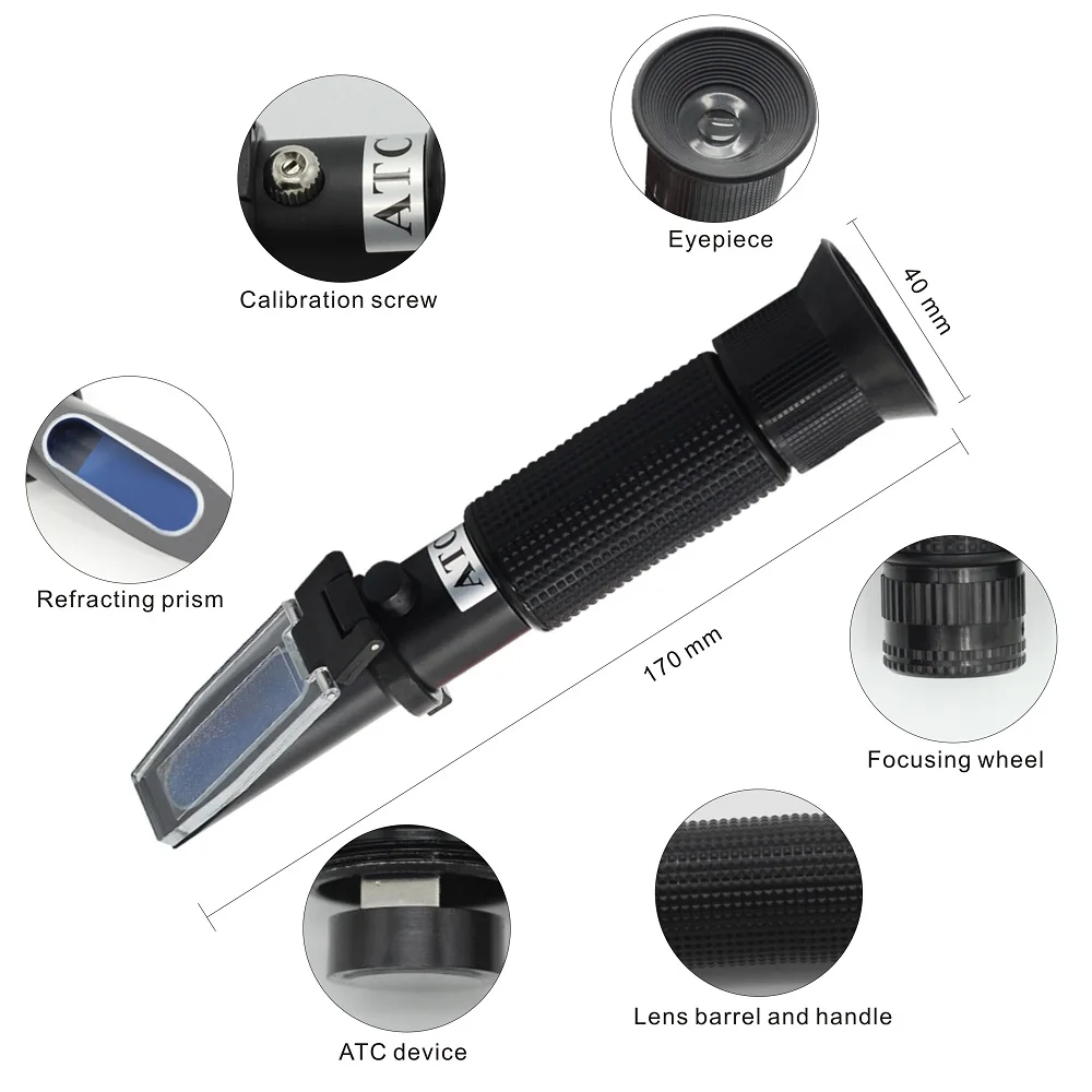 RHB-32S Wine Refractometer Handheld sugar Refractoemter Auto Digital Oechsle Babo Brix Refractometer