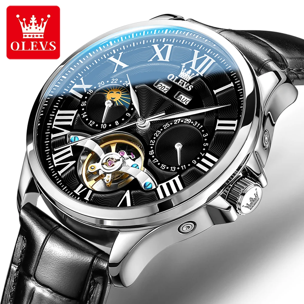 OLEVS 7013 top 10 brands shenzhen mens mechanical watch original Stainless steel band date display character business watch