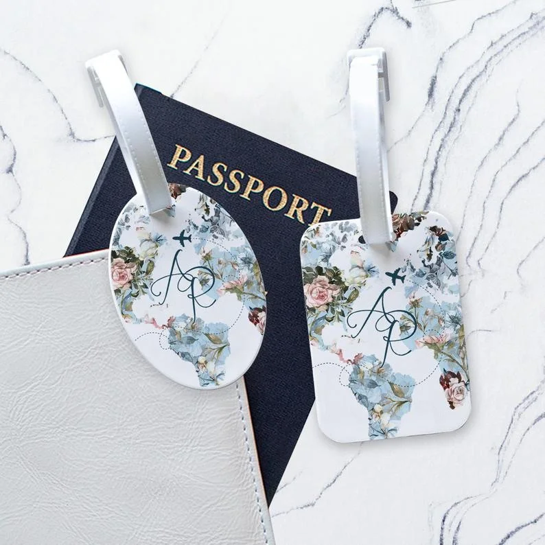 Fashion High Quality Beautiful Flower Pattern Printing International Faux Leather Passport Holder Luggage Tag Set