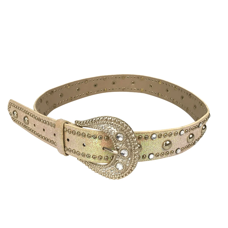 Ремень из искусственной кожи с бусинами ручной работы