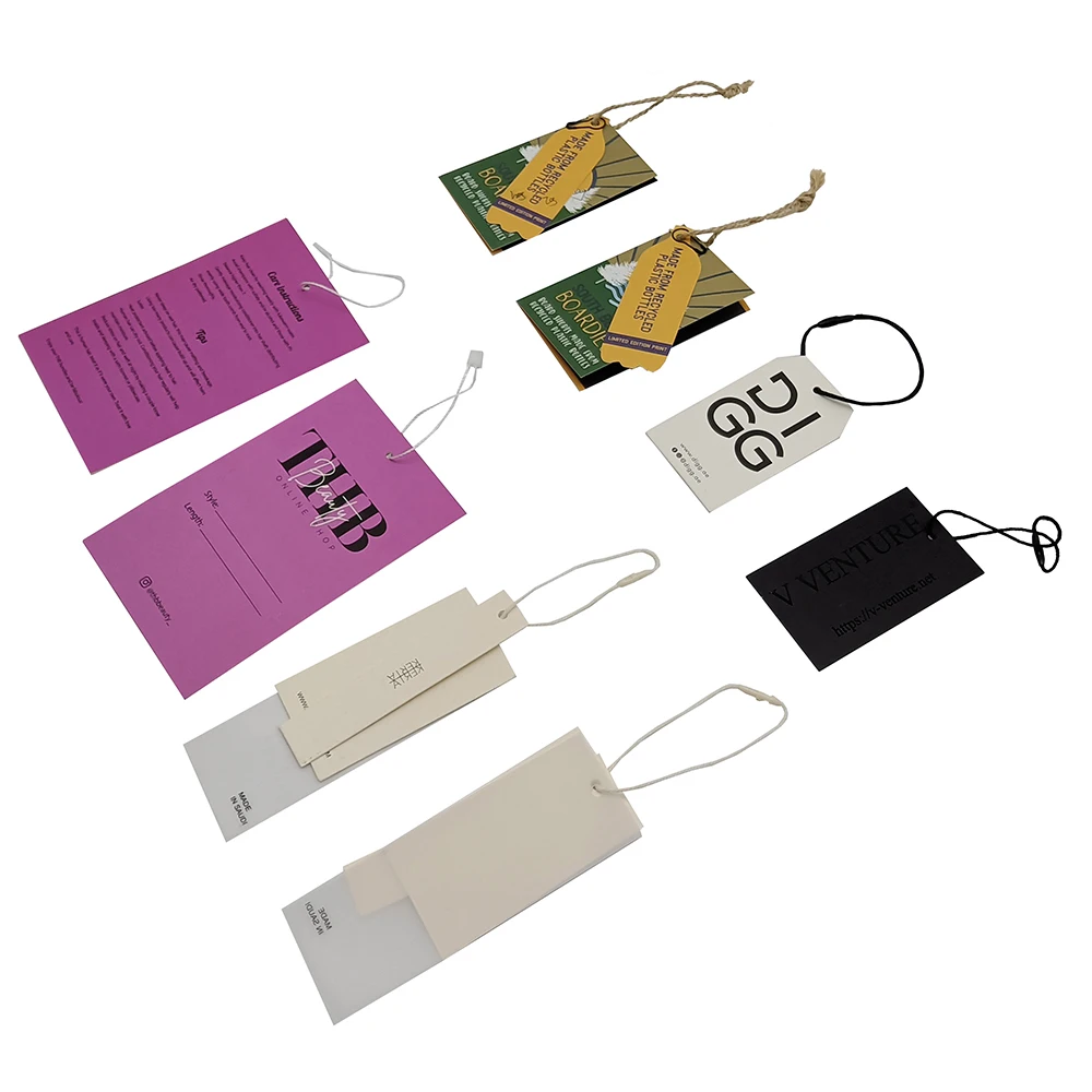Luxury Recycled Garment Labels Swing Tags Clothes Label Hang Tags Special Cardboard Clothes Hangtags For Clothing Own Logo