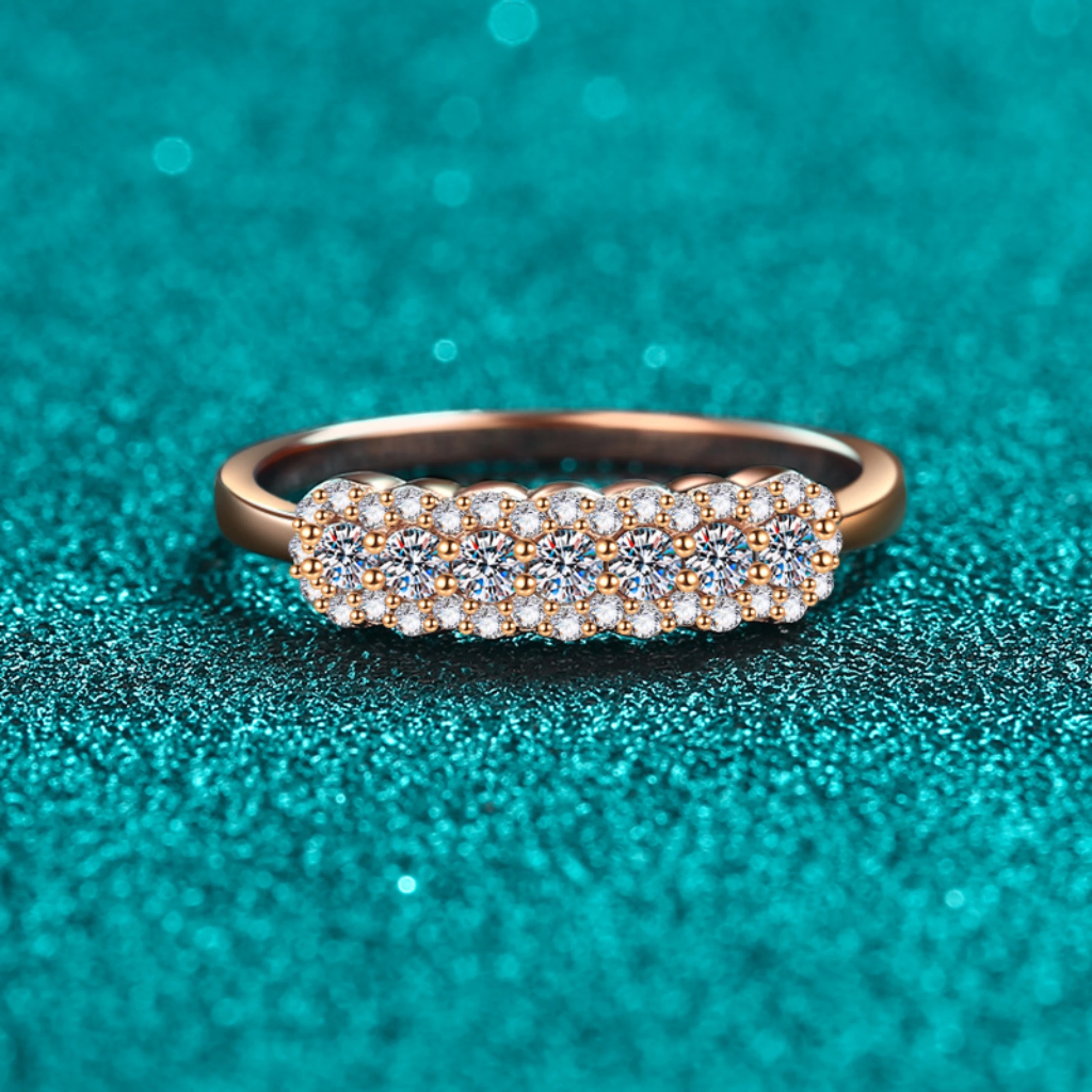 S925 pure silver champagne gold moissanite ring for women, simple and luxurious, luxurious and versatile for daily use