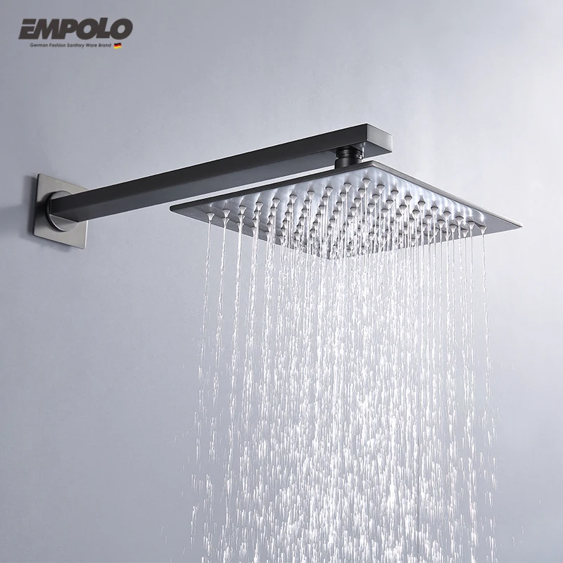 Bath & Shower Faucets Luxury Concealed Wall Mounted Black Bathroom Rain Bath Hot And Cold Solid Brass Shower Faucet Set