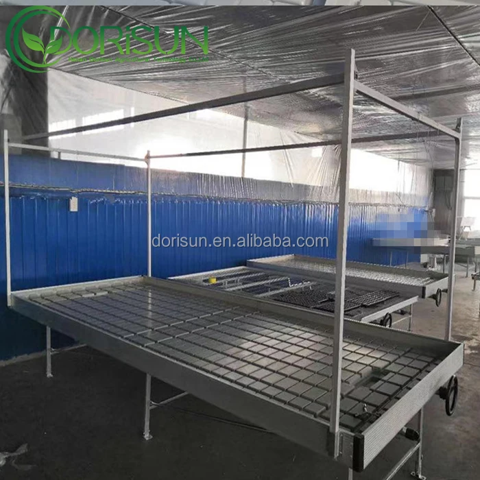 Ebb and flow grow tray hydro racks vertical rolling benches for medical plants