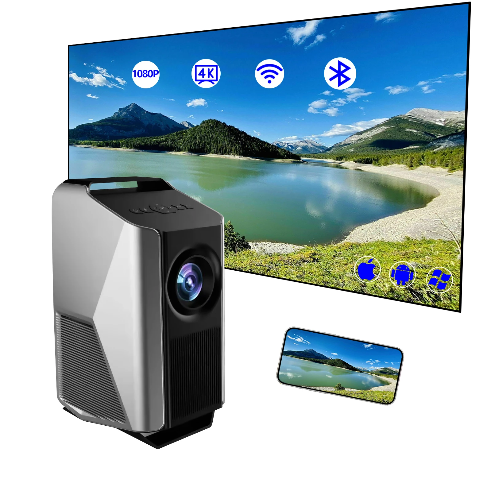 Android 9.0 System 4k 1080p H2 Projector Mini Smart Dlp WIFI Projector