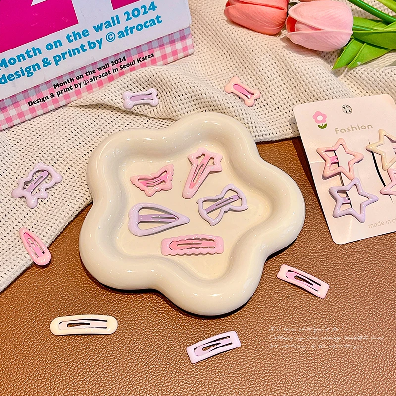 New 4 Pcs/Set Children Frosted Hairpins for Girls Star Square Hair Clips Kids Snap Hairgrips