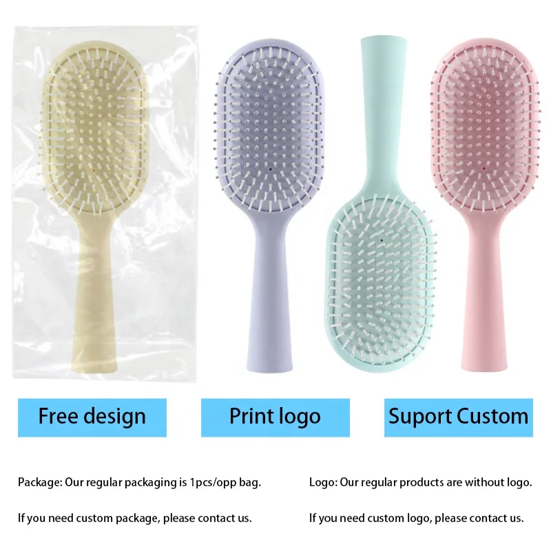 Customized logo new design colorful hair brush detangler massage cushion hair brush