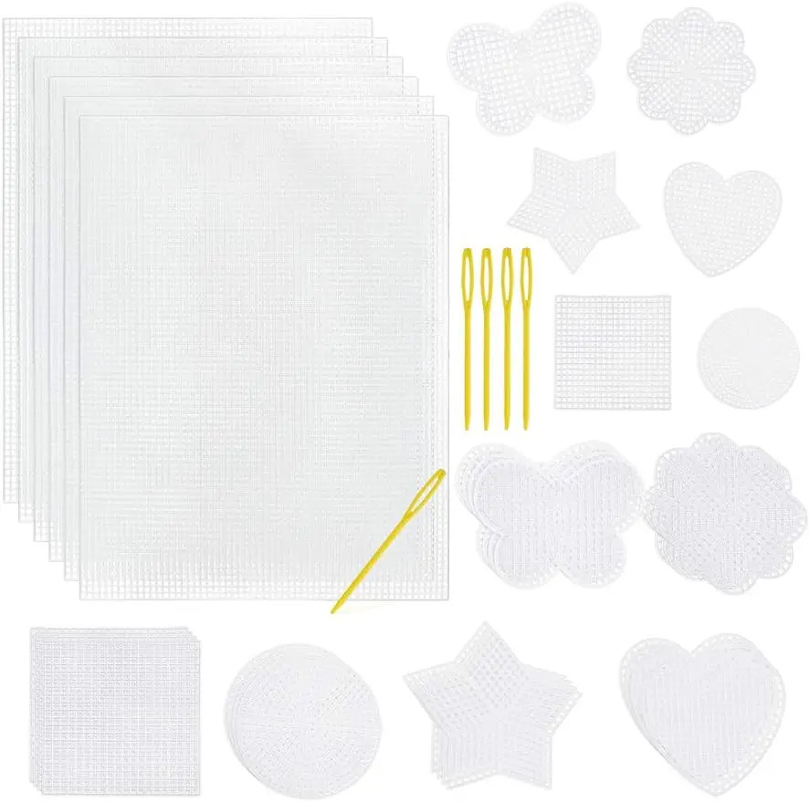 Plastic Mesh Canvas Sheets Kit  Ideal for Embroidery Acrylic Yarn Crafting Knit and Crochet Projects