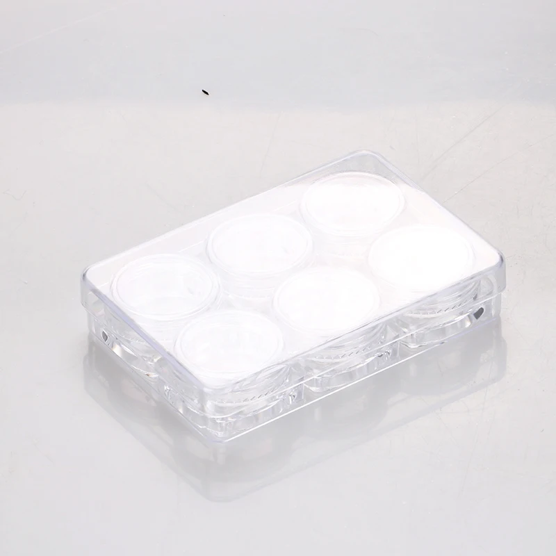 5g*6pcs wholesale cheap clear nail art loose powder plastic jar empty eye shadow glitter container