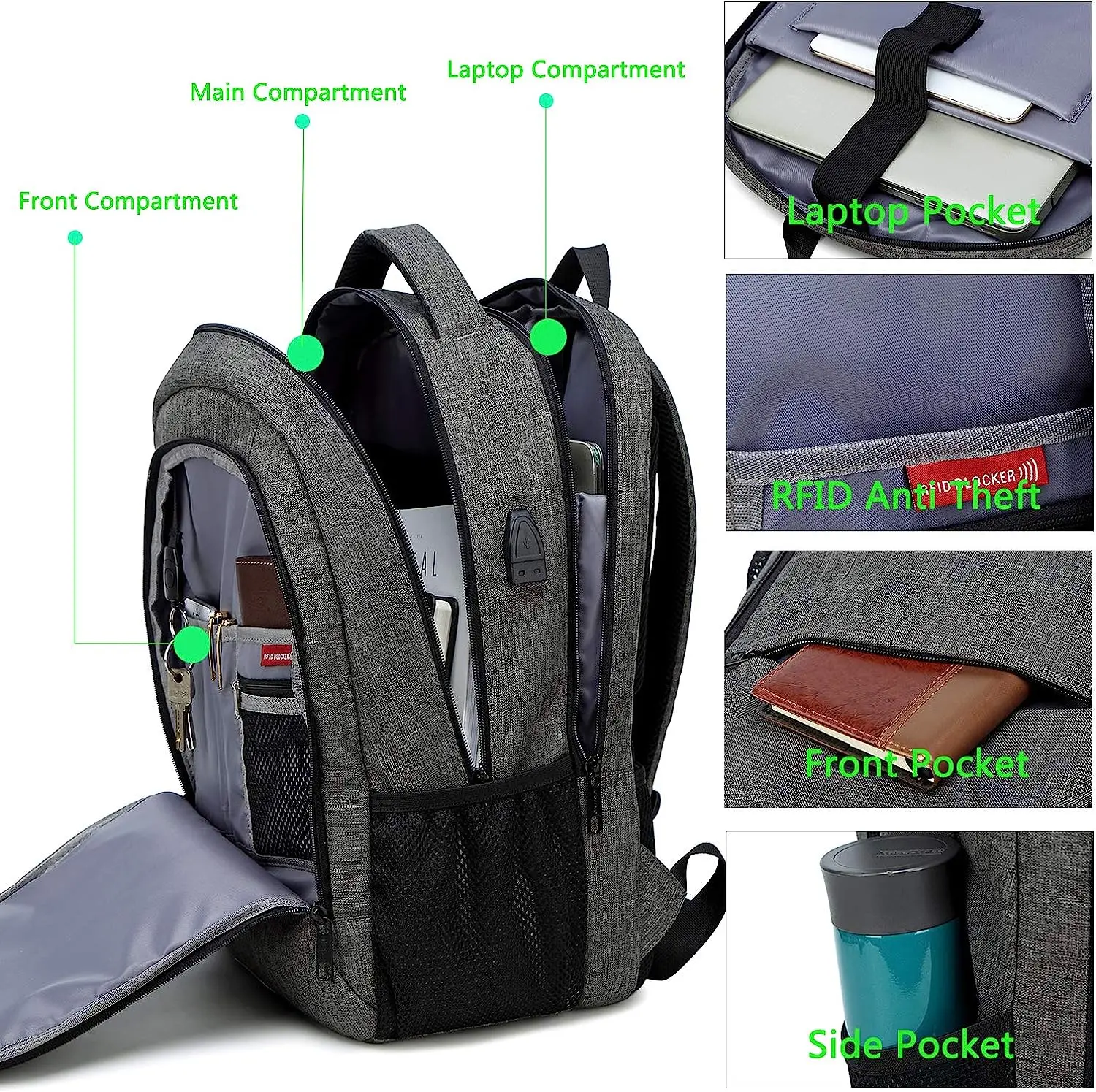 Anti Theft Carry on College Backpack Travel Laptop Backpack for Women & Men School Bookbag